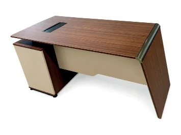 Oak desk on a curved leg with a cream return