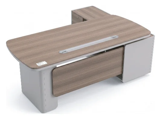 Royal teak manager desk with a pale grey return
